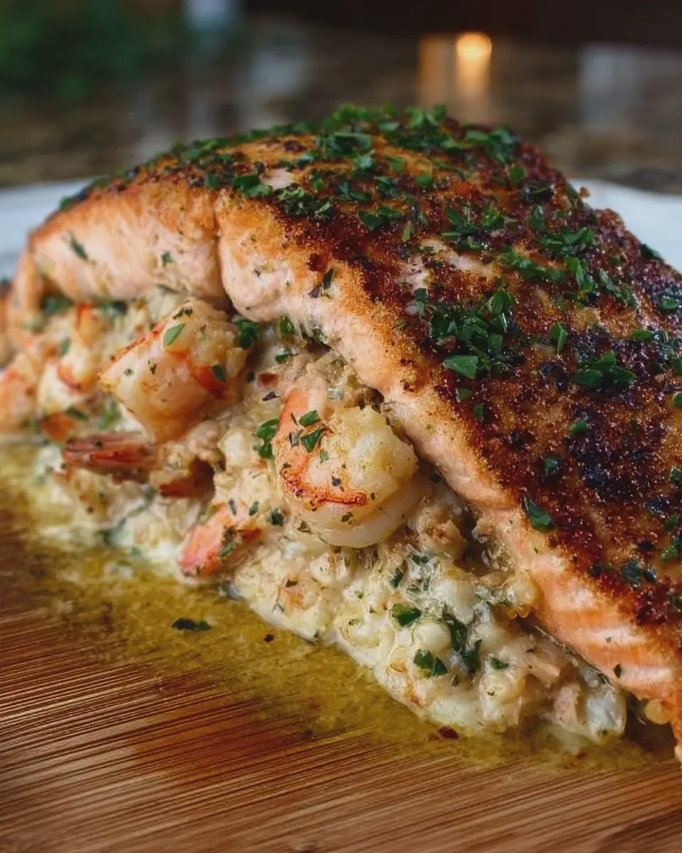 Crab & Shrimp Stuffed Salmon