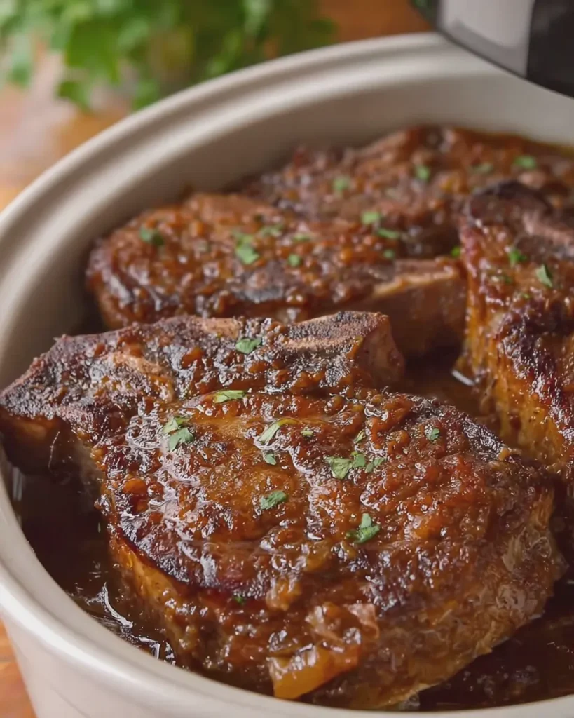 Slow Cooker 4-Ingredient Brown Sugar Beef Chops