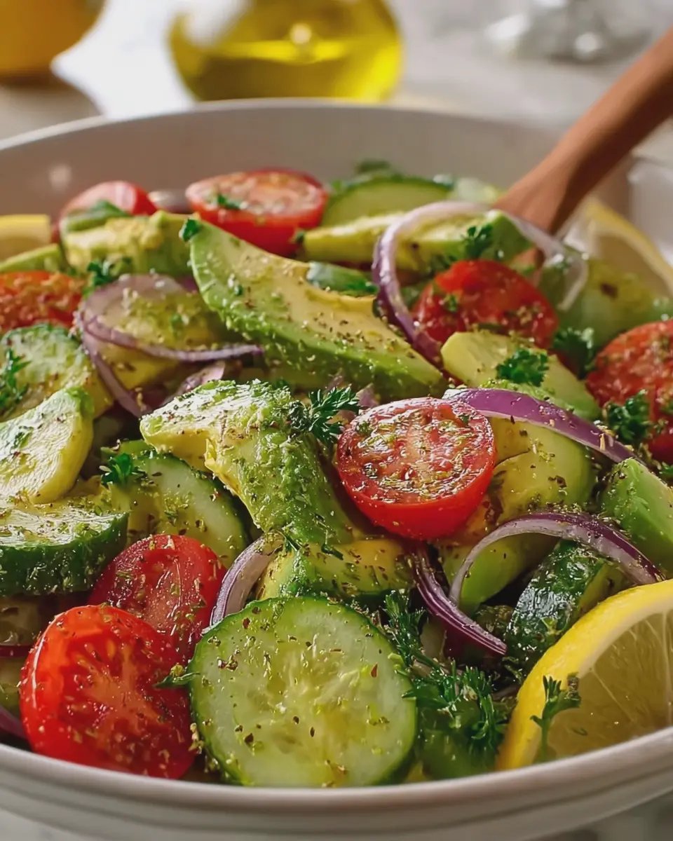Fresh Avocado and Cucumber Salad with Lemon Vinaigrette