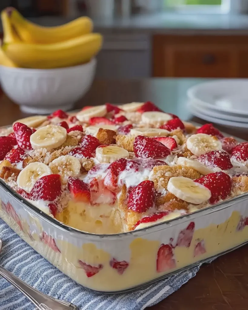 Strawberry Banana Pudding Dream Casserole