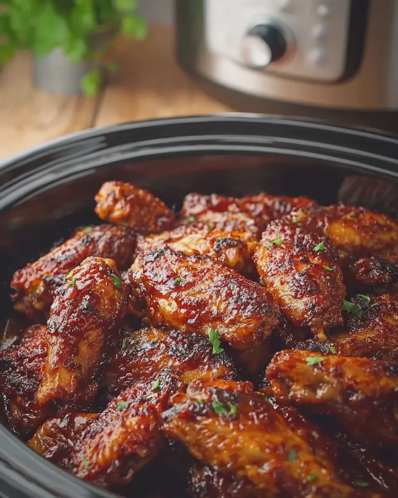 Slow Cooker BBQ Chicken Wings with Onion Soup Mix and Cola