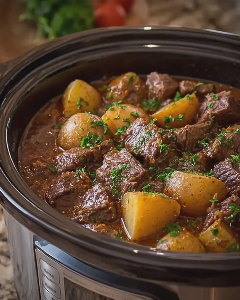 Slow Cooker Beef Tips and Potatoes