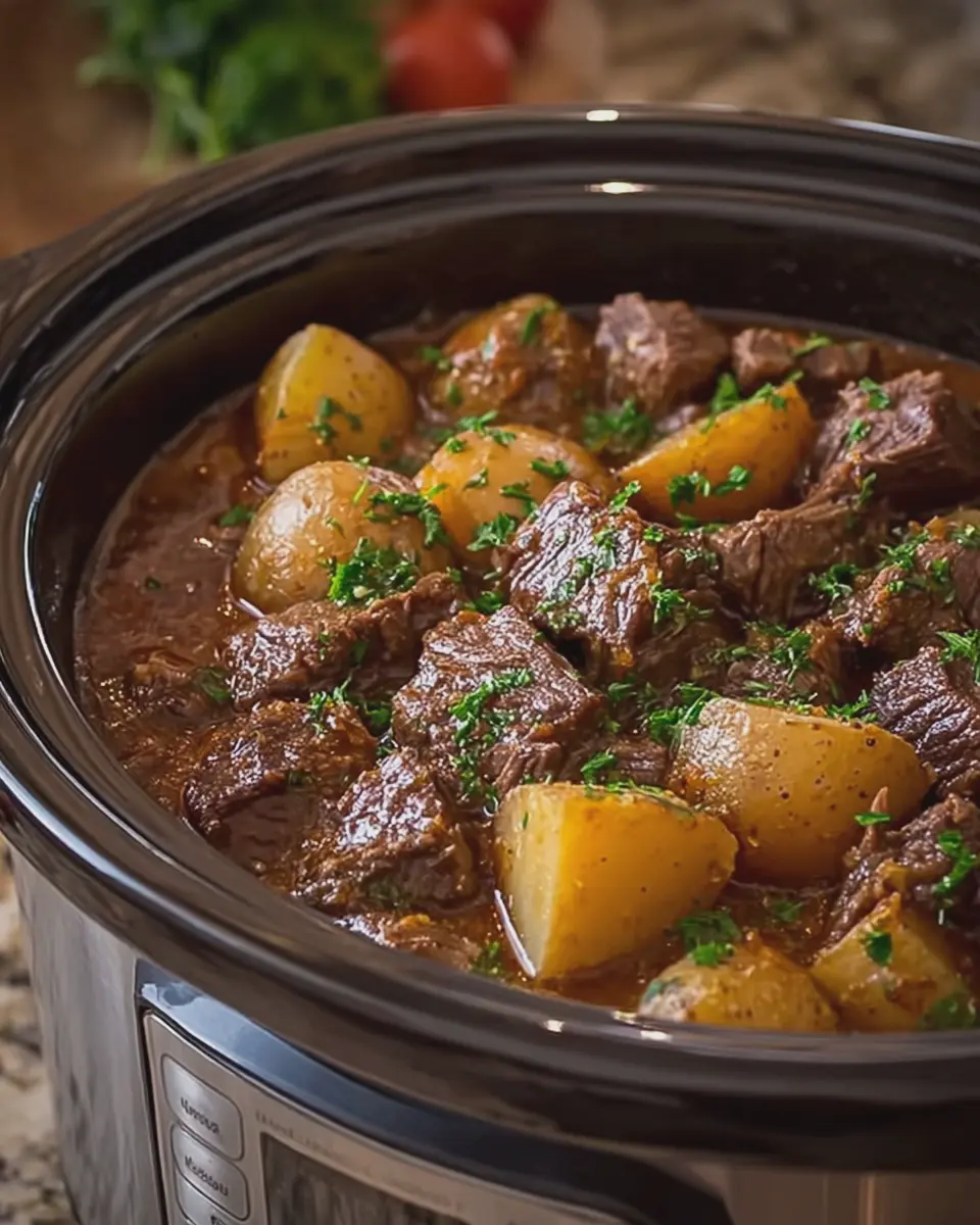 Slow Cooker Beef Tips and Potatoes