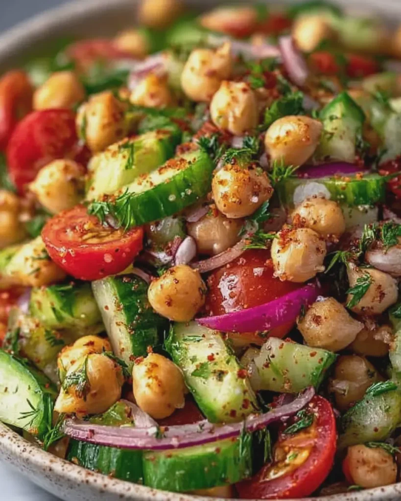 Chickpea Salad with Fresh Vegetables and Sumac