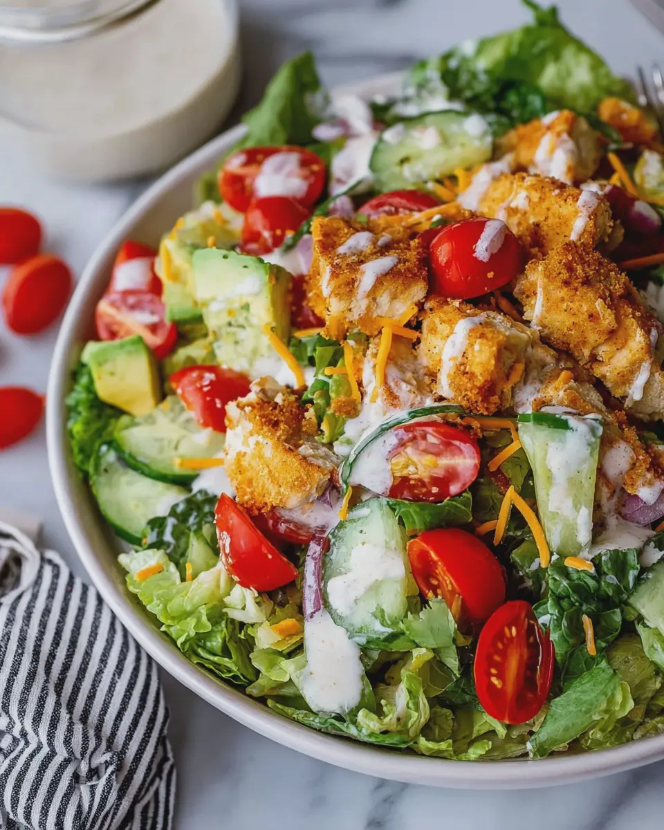 Crispy Chicken Garden Salad with Creamy Ranch and Cheddar