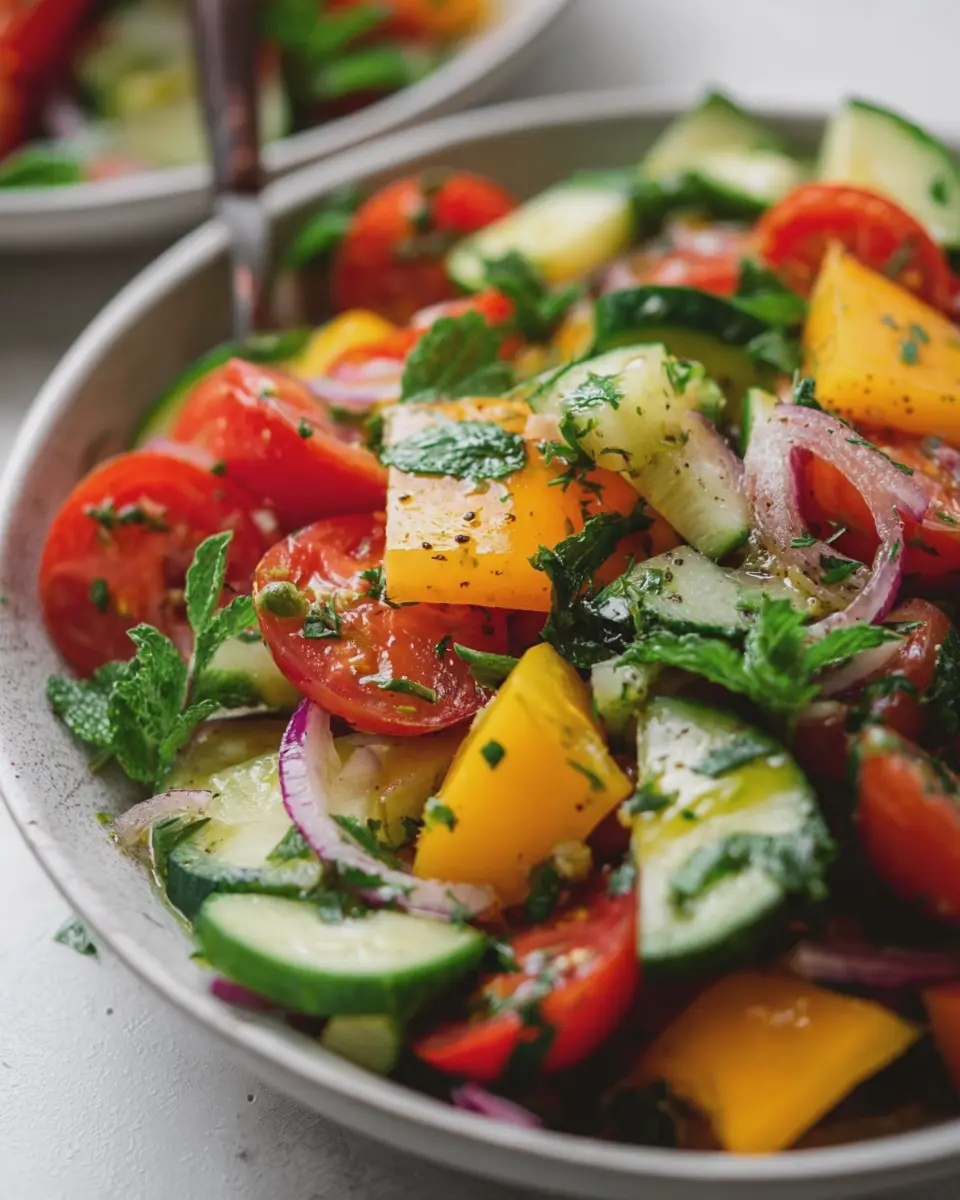 Fresh Summer Vegetable Salad with Herbs and Homemade Dressing