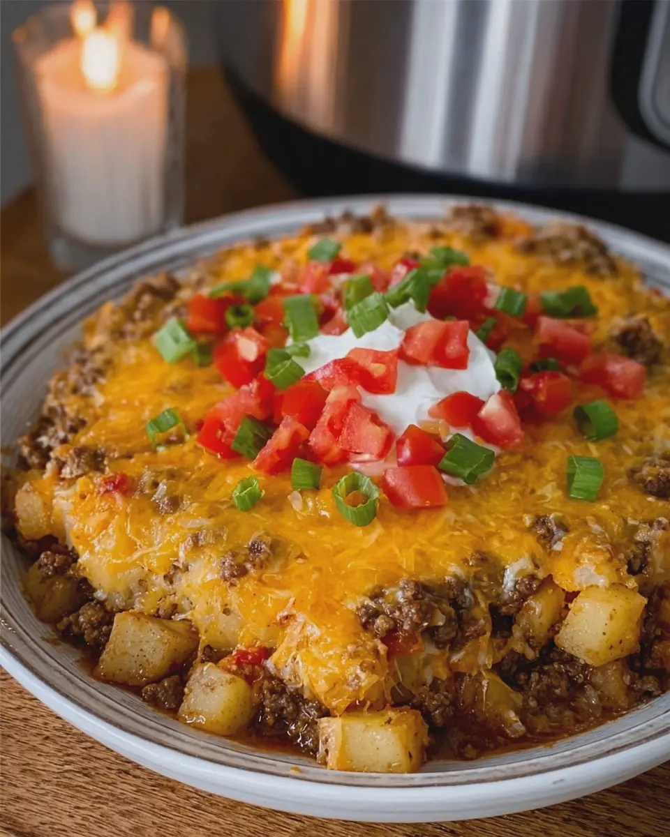 Crock Pot Beefy Potato Taco Casserole