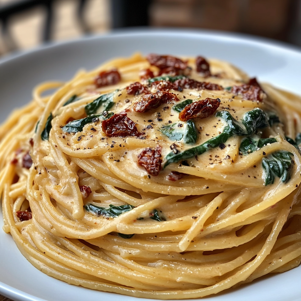 Creamy sun-dried tomato pasta