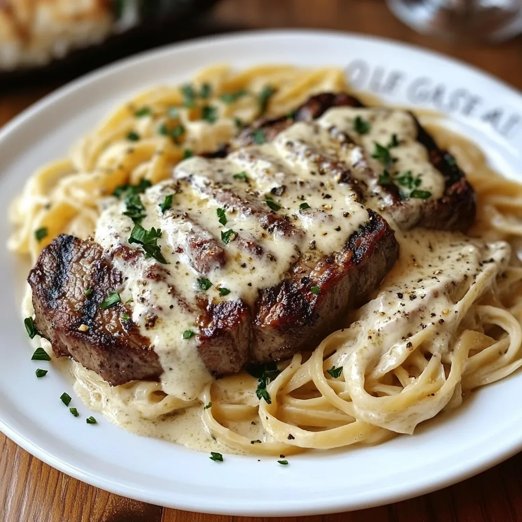 Olive Garden steak pasta, gorgonzola Alfredo, steak pasta recipe