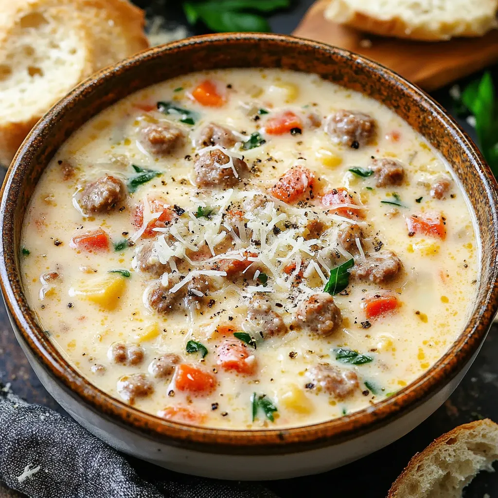 Creamy Parmesan Italian Sausage Soup Recipe – A Hearty, Comforting Meal