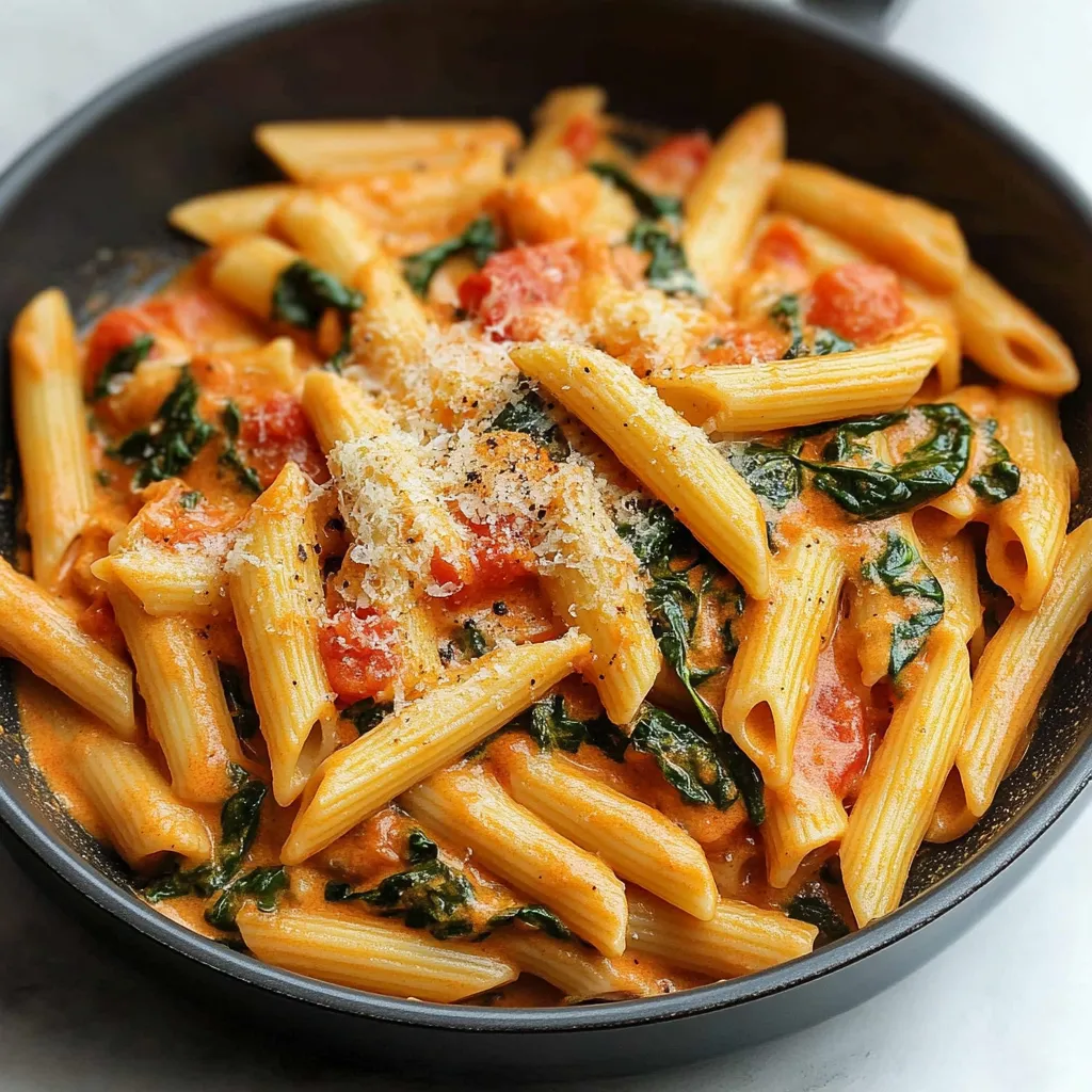 Pasta with Tomato and Spinach Sauce