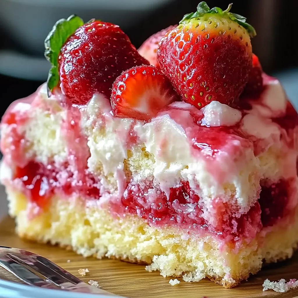 Strawberry cake with cream cheese swirl