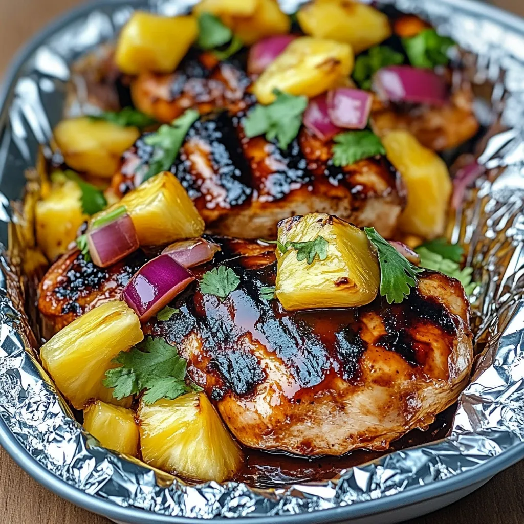 Hawaiian BBQ Chicken and Pineapple Foil Packets