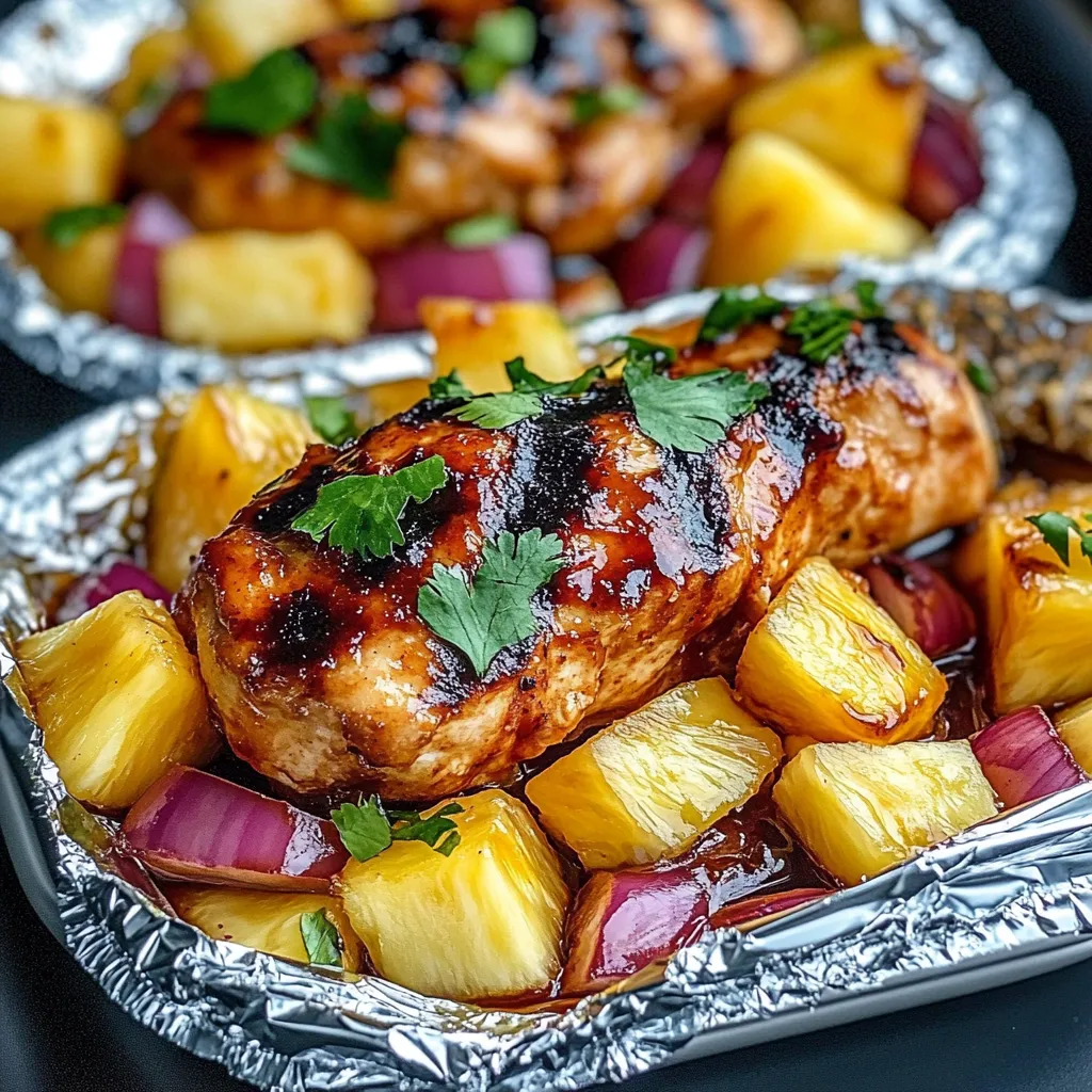 Pineapple chicken foil packets