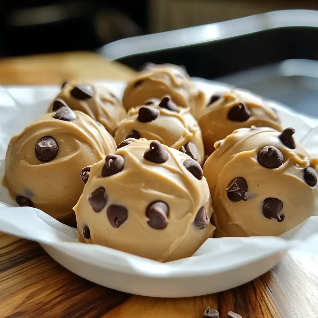 Frozen Greek Yogurt Peanut Butter Bites with Chocolate Chips
