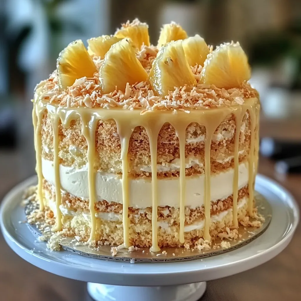 Coconut Cream Cake with Pineapple Jam Filling