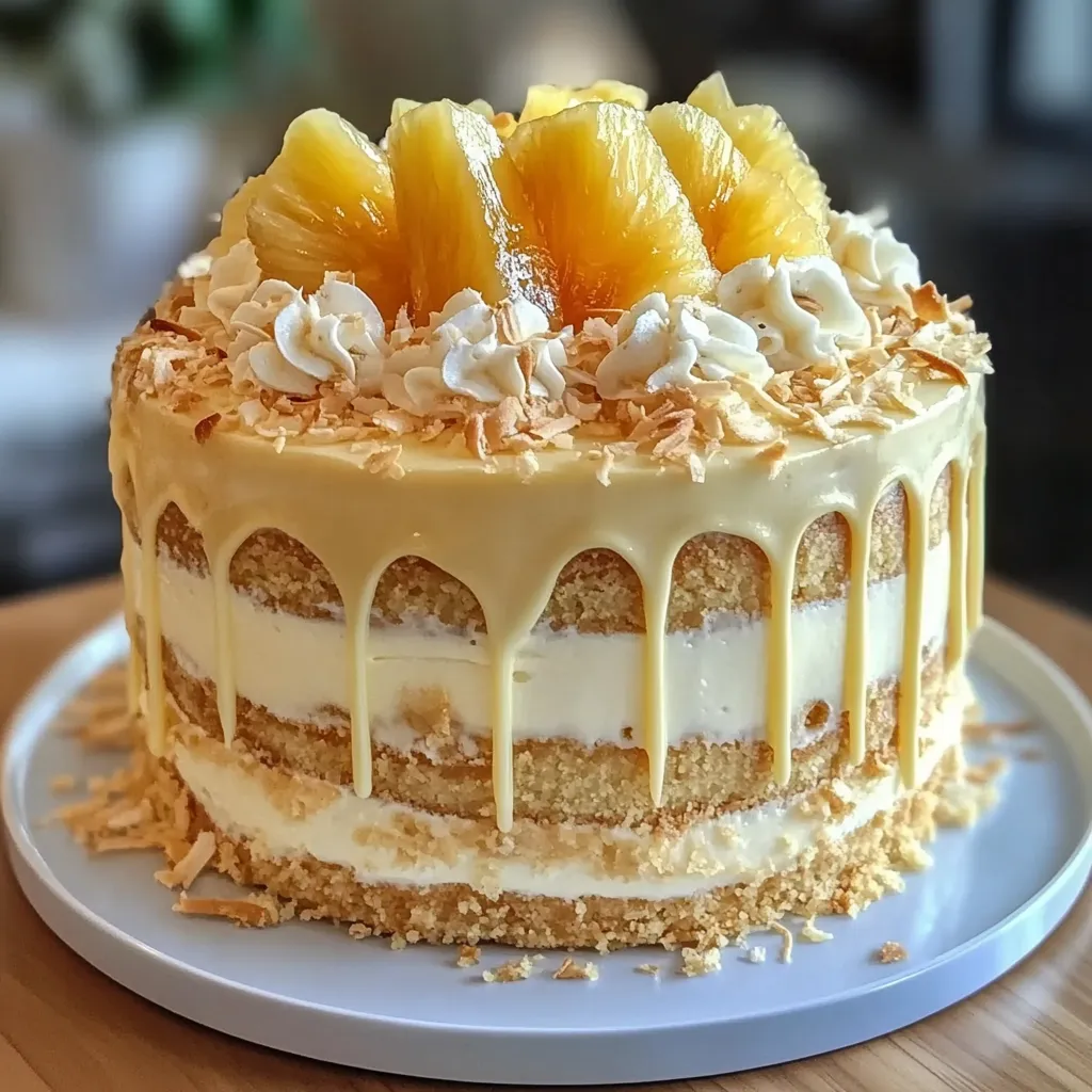 Coconut Cream Cake with Pineapple Jam Filling