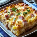 Chicken ham hashbrown bake