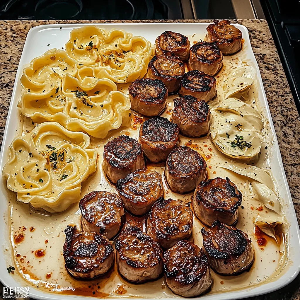 Garlic butter steak pasta