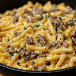 One Pot Creamy Beef and Garlic Butter Pasta