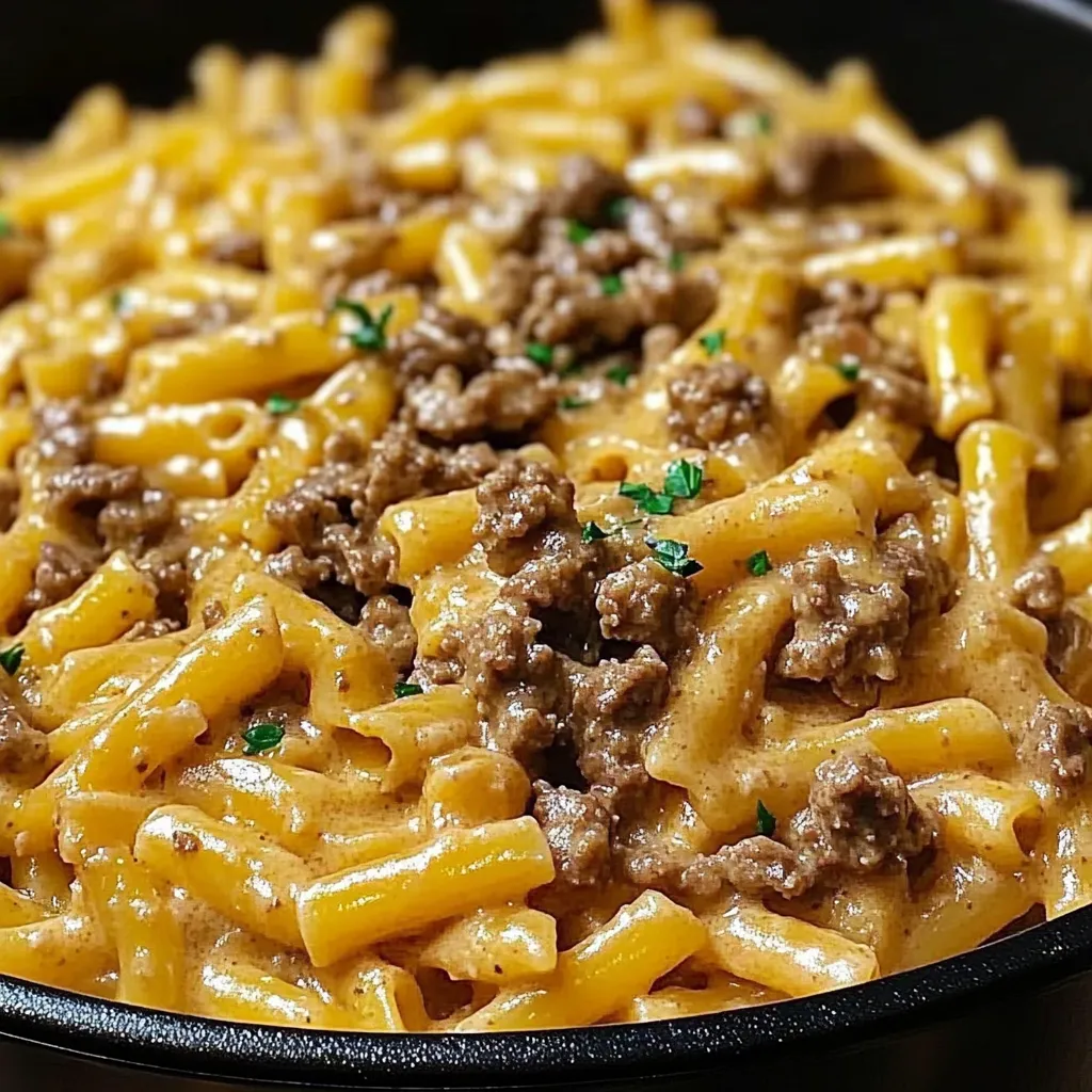 One-Pot Creamy Beef and Garlic Butter Pasta
