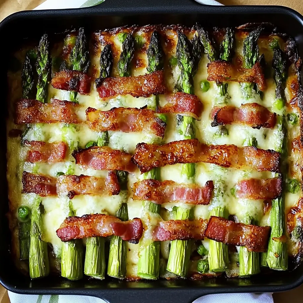 Oven-Roasted Asparagus with Asiago, Turkey Bacon, and Garlic