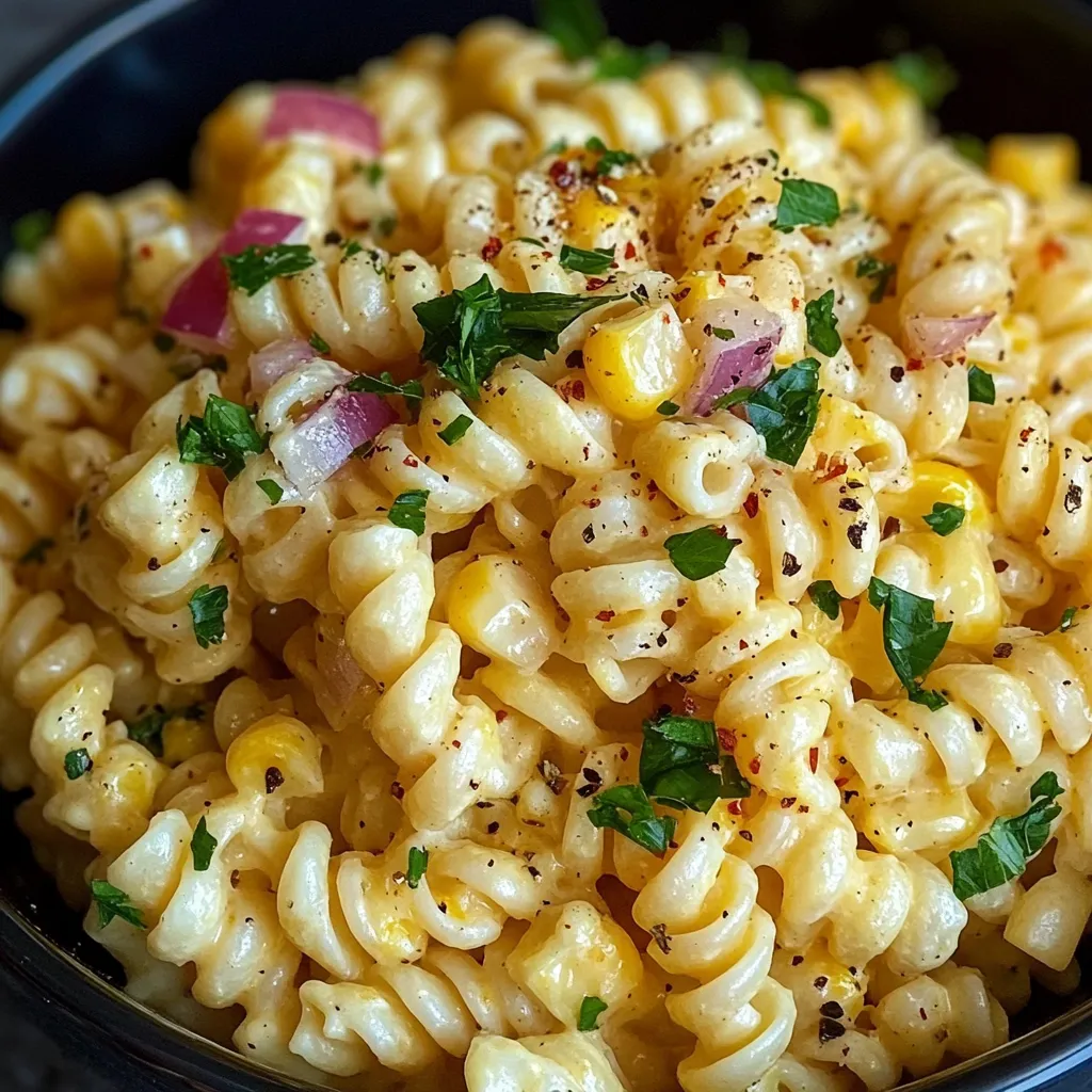Grilled corn pasta dish