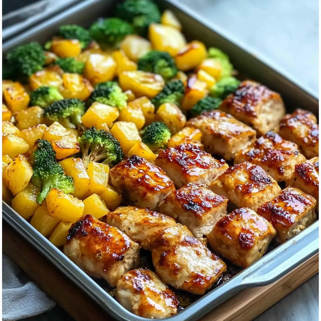 Sheet pan pineapple chicken