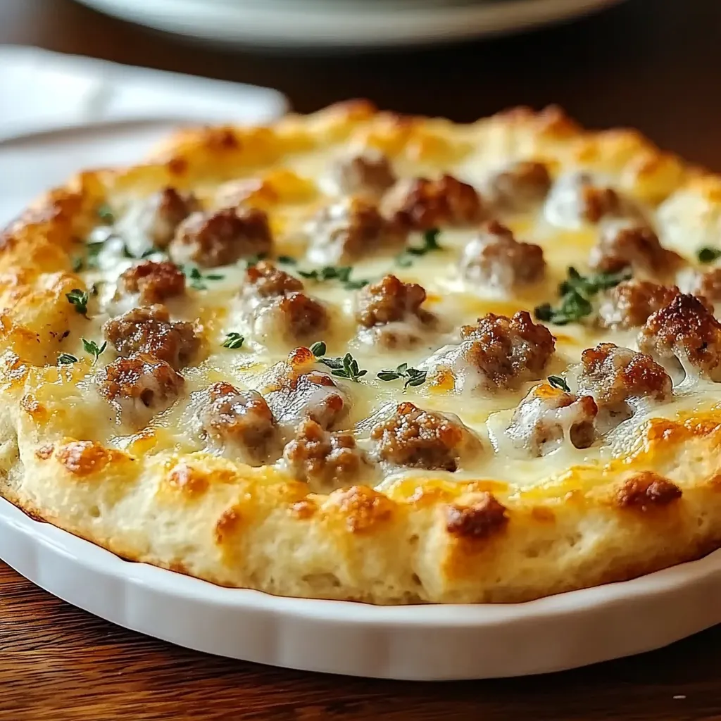 Sausage gravy breakfast pizza