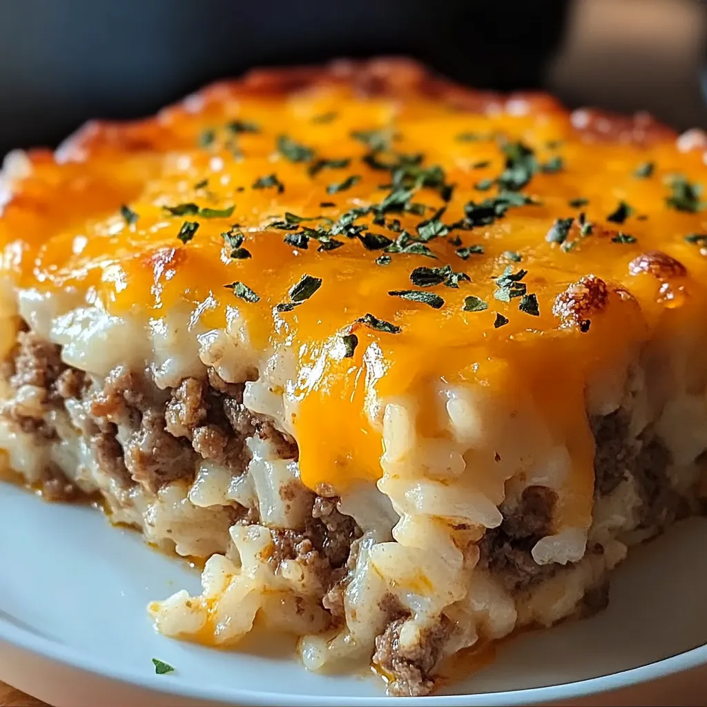 Cheesy Ground Beef Rice Casserole Comfort