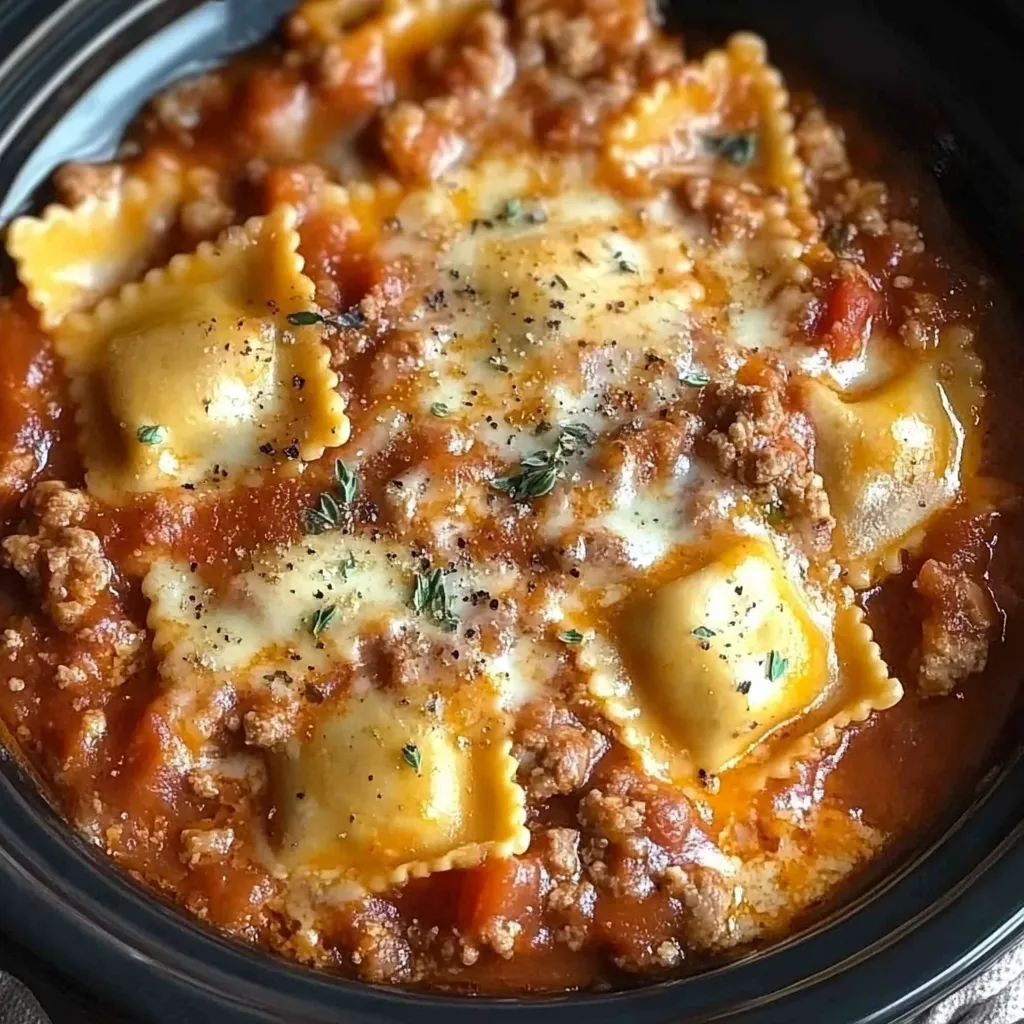 Crockpot Ravioli Lasagna