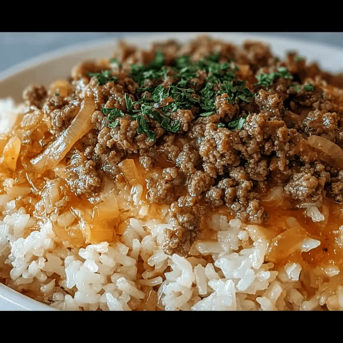 French Onion Ground Beef and Rice Casserole