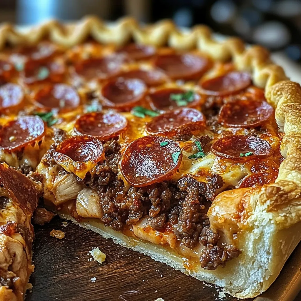 Deep Beef, Chicken Ham & Pepperoni Pie