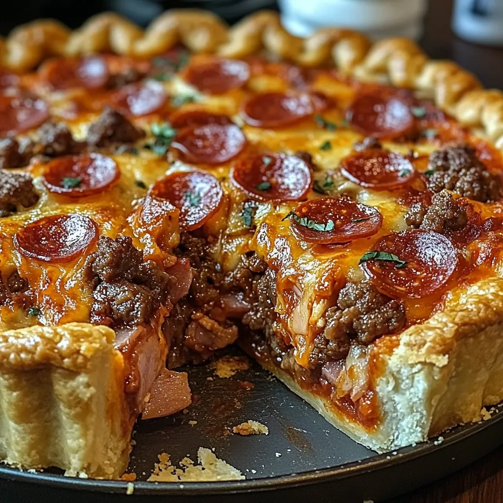Deep Beef, Chicken Ham & Pepperoni Pie