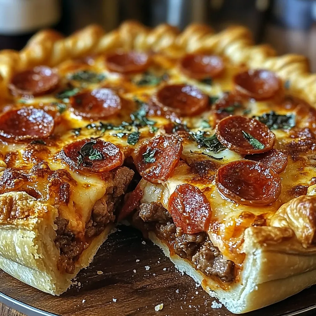 Deep Beef, Chicken Ham & Pepperoni Pie