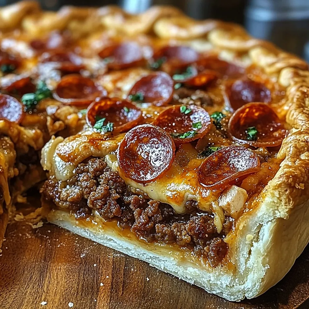 Deep Beef, Chicken Ham & Pepperoni Pie