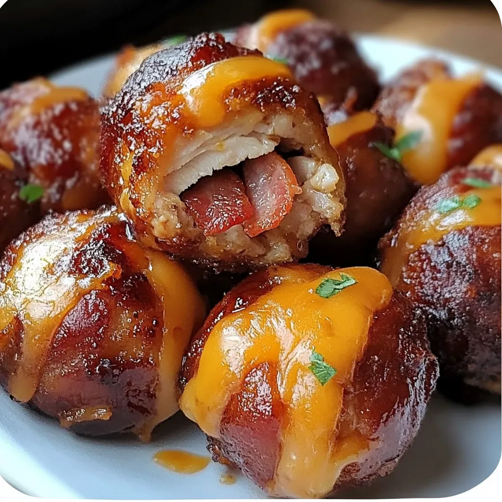 Cheesy BBQ meatballs