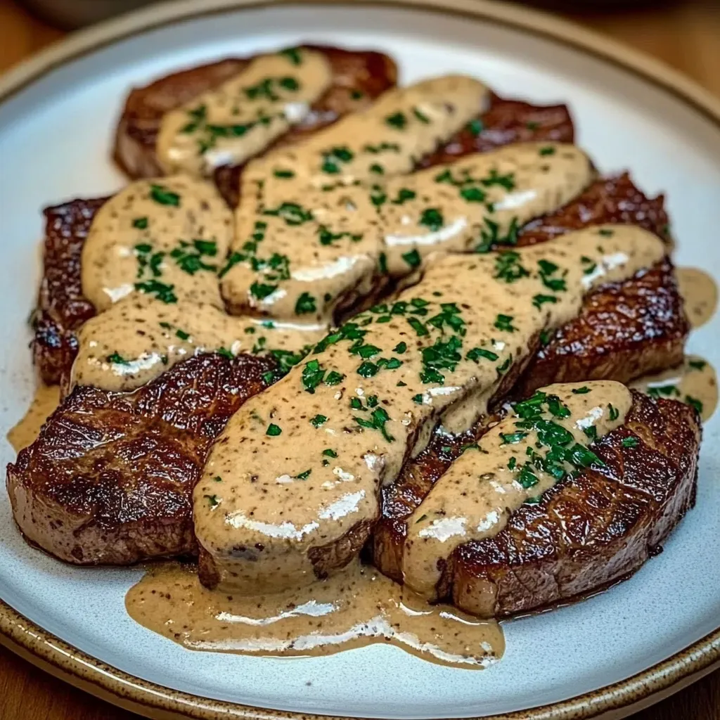 Steak in garlic cream
