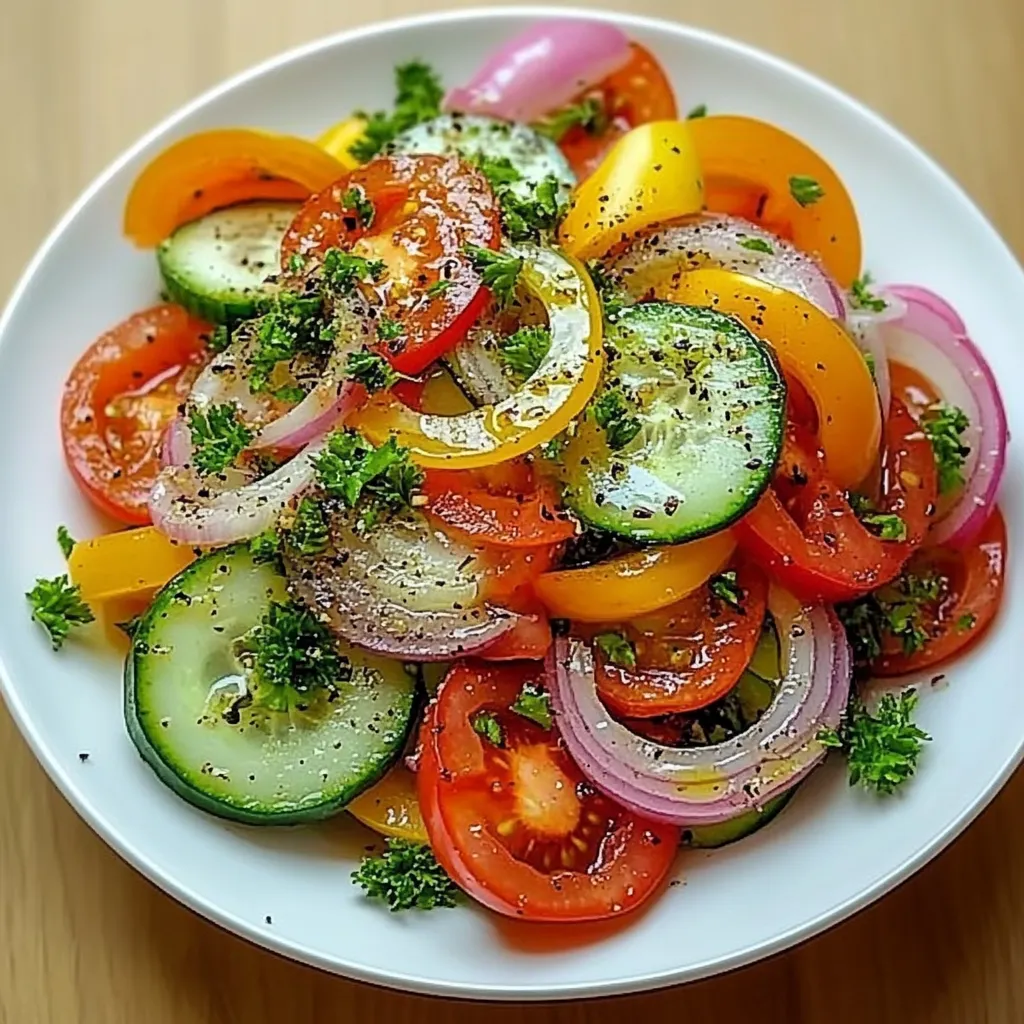 Marinated Cucumber Onion and Tomato Salad