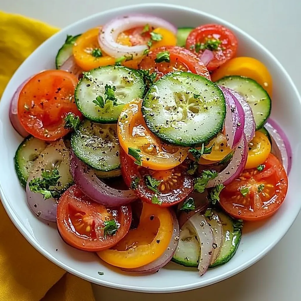Marinated Cucumber Onion and Tomato Salad