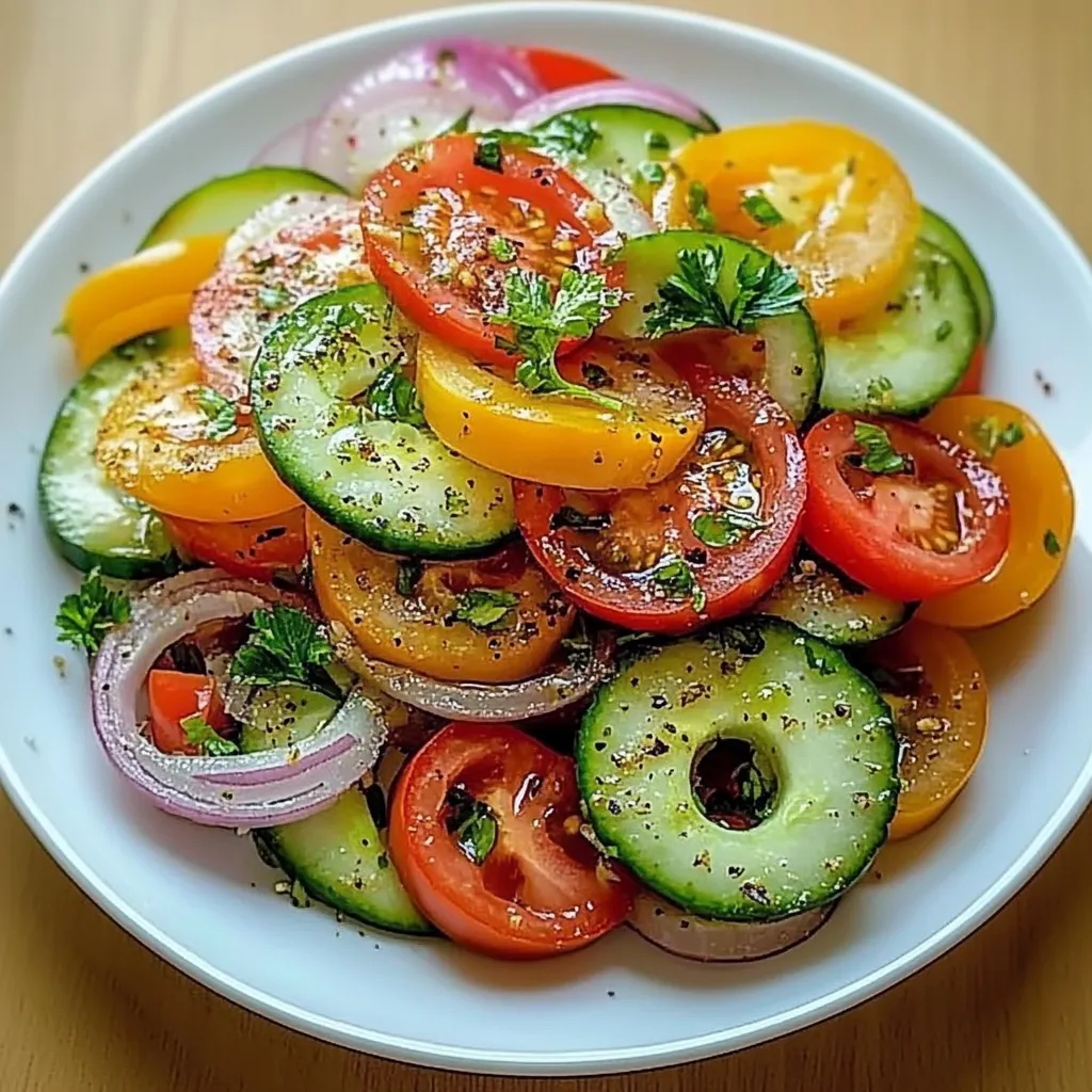 Marinated Cucumber Onion and Tomato Salad