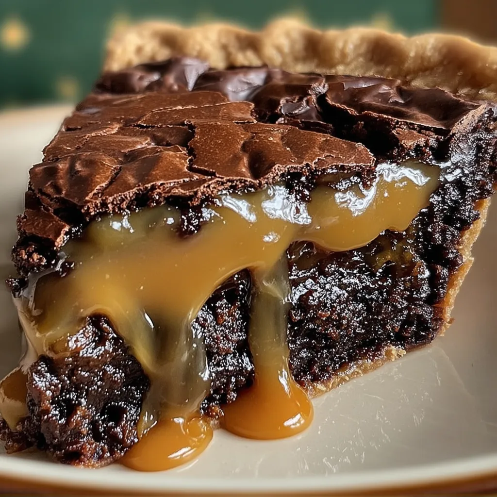 Rich and Gooey Caramel Brownie Pie
