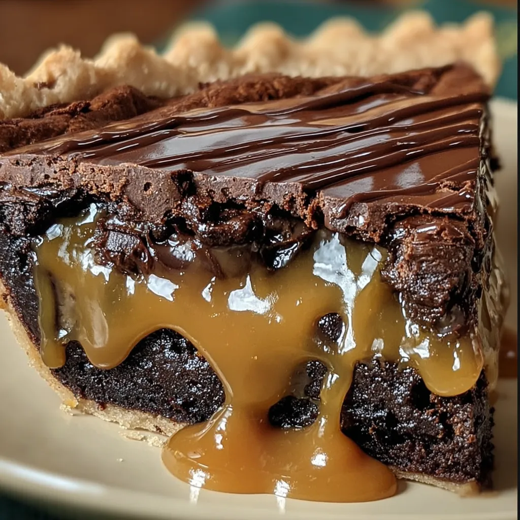 Rich and Gooey Caramel Brownie Pie