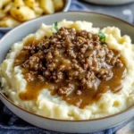 Ground Beef and Gravy Over Mashed Potatoes