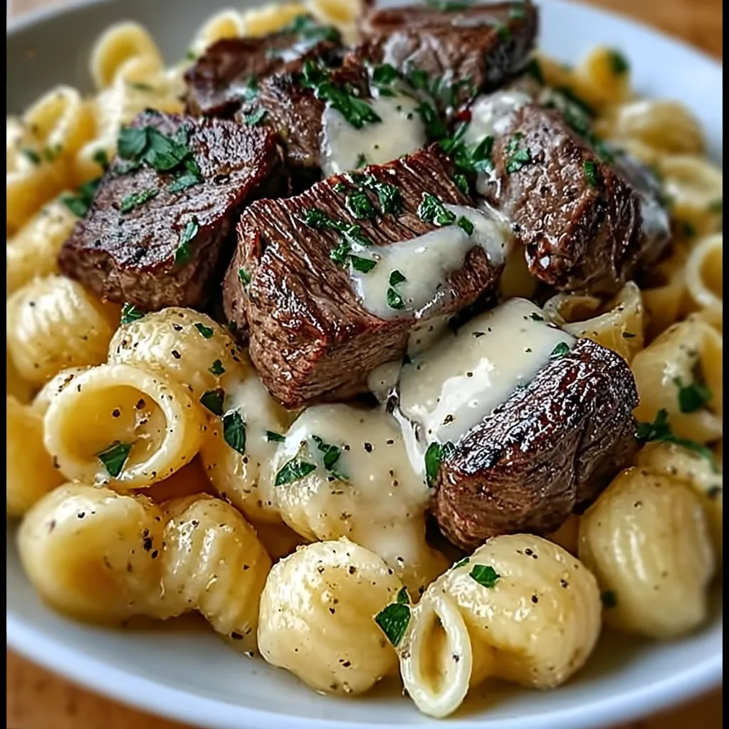 Garlic Butter Beef Steak & Pasta