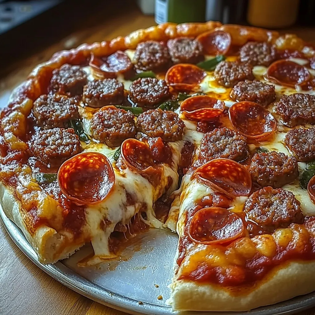 Deep Hamburger Beef Sausage & Pepperoni Pie