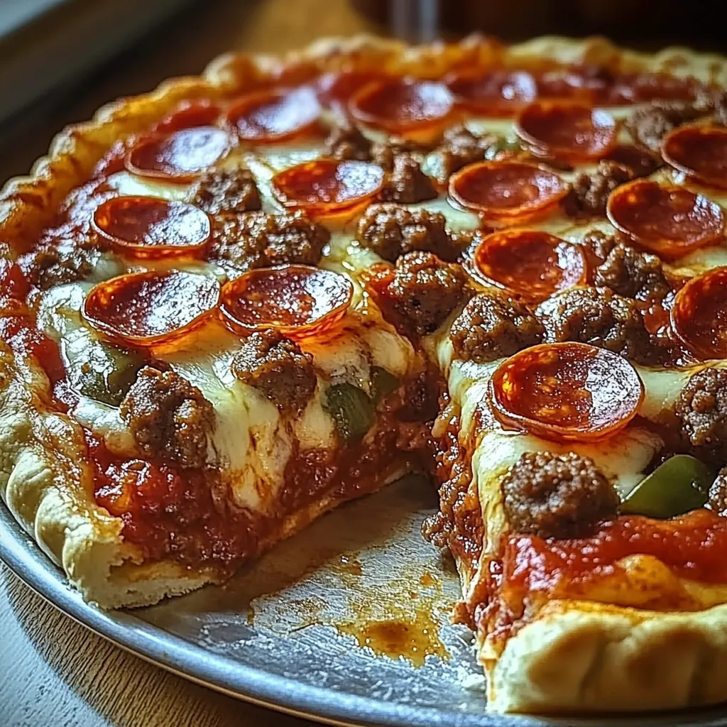 Deep Hamburger Beef Sausage & Pepperoni Pie