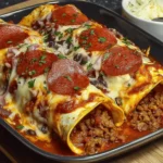 Pizza Enchiladas with Pepperoni Beef