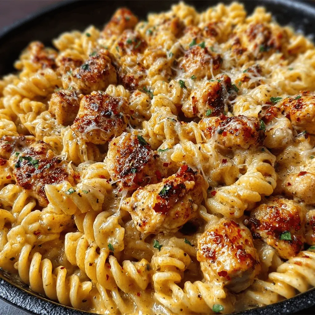 Cheesy Cajun Garlic Chicken Rotini Skillet