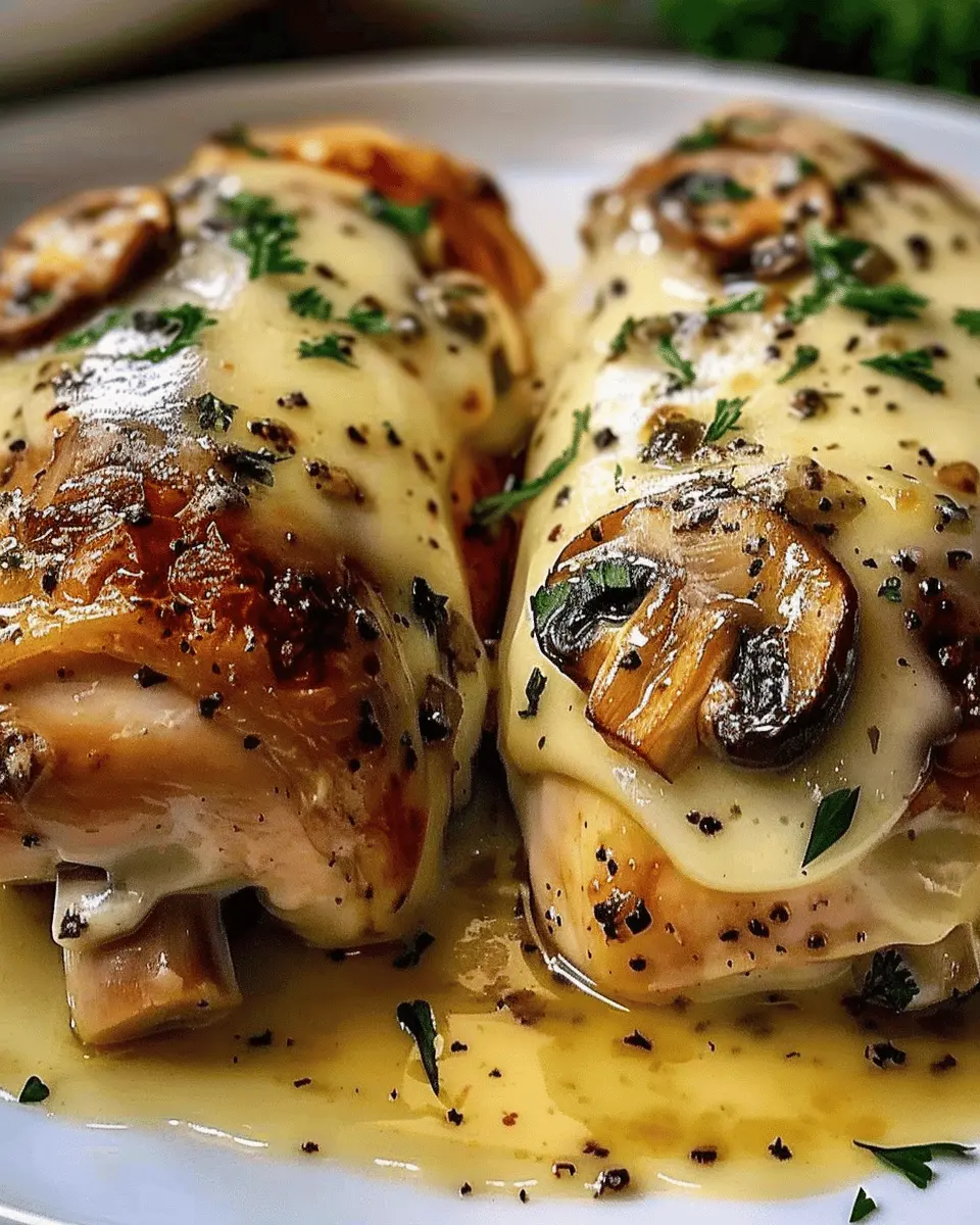 Cheesy Garlic Butter Mushroom Stuffed Chicken